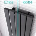 Perth Grey Double Horizontal Flat Panel Radiator 475x1800mm
