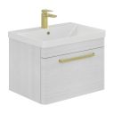 Esk White Wall Hung Vanity Unit and Basin with Brushed Gold Handles 800mm