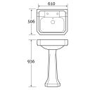 Claydon Traditional Pedestal Basin Spec Drawing