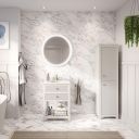 Addison Ribbed White 600mm Floor Standing Vanity Unit