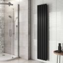 Perth Matt Black Double Vertical Flat Panel Radiator 1800x340mm