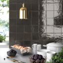Bergamo Black Porcelain Square Brick Tile 150x150mm