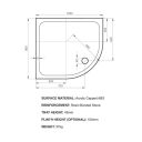 Kstone Left Hand Offset Quadrant Shower Tray 1000x900mm KSQ10090LH Spec Drawing
