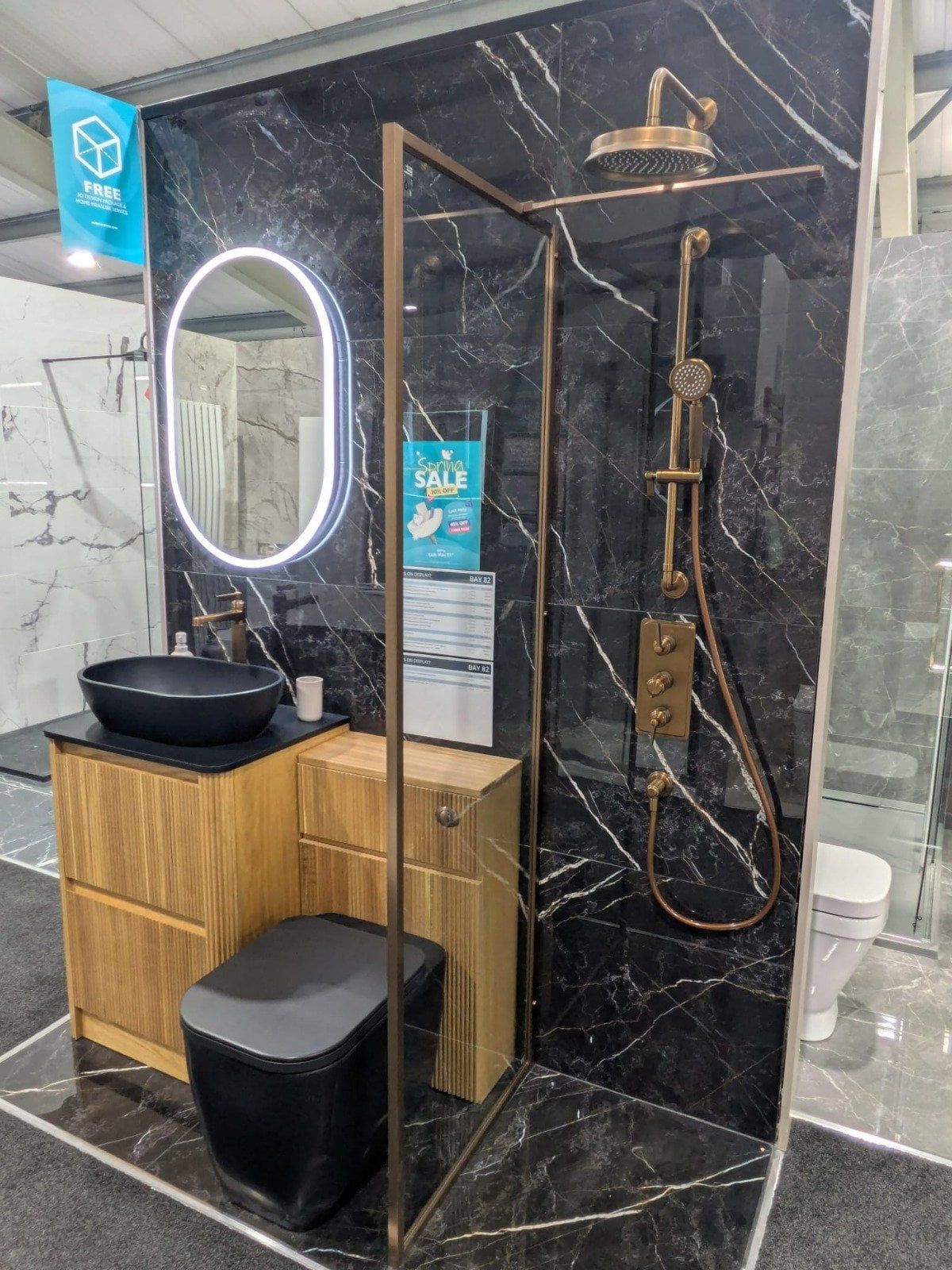 Bathroom Suite with Black Tiles