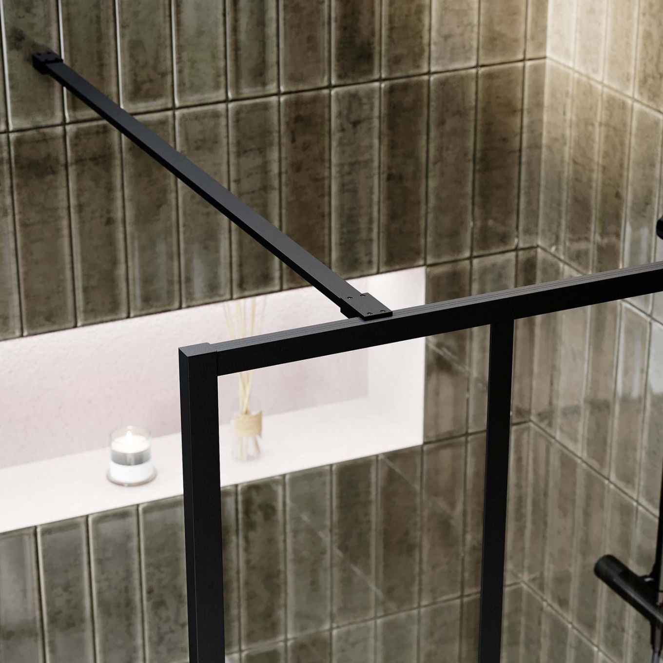 M-Home Matt Black Stainless Steel Wall-To-Glass Support Bar For 5/16