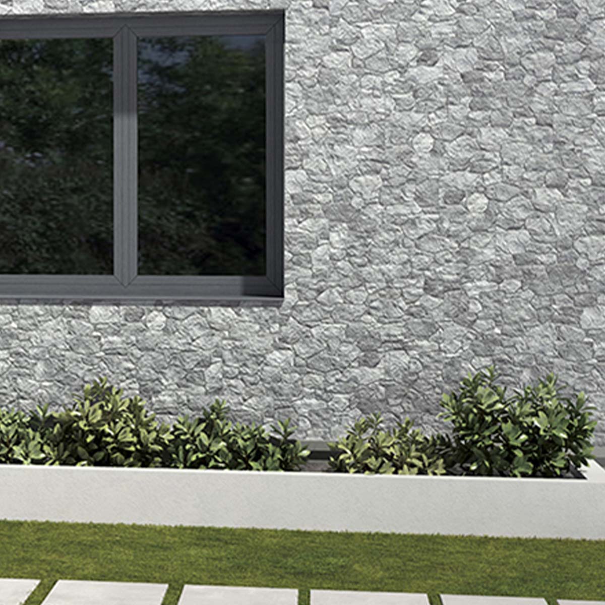 Topeka Grey Stone Outdoor Wall Porcelain 320x890mm Tile | Easy