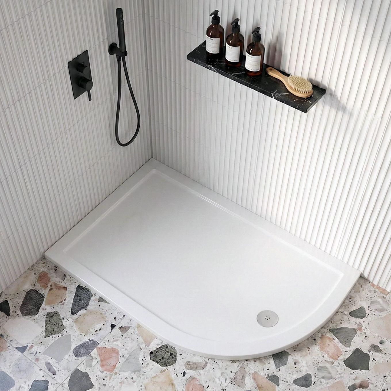 Kudos Kstone 1000 X 900mm Offset Quadrant Shower Tray Right Hand