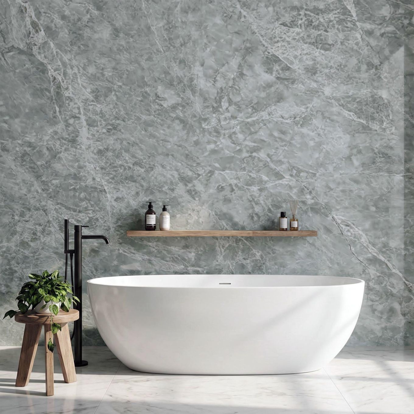 Grey Marble 8mm Wall Panels Bathroom Celng Panels Ktchen PVC Shower