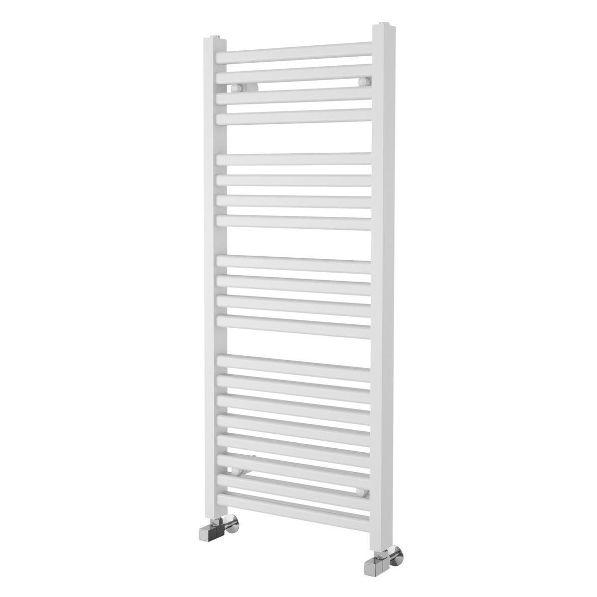 Teon 1200 x 500mm Double Layer Heated Towel Rail – White