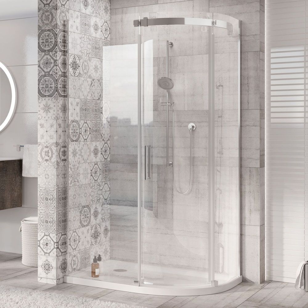 ELEGANT 1200X900mm Smoked Glass Easy Clean Chrome Fitting Walk-In Shower Enclosure (Inc Shower Panels Stone Resin Tray Waste - View #12