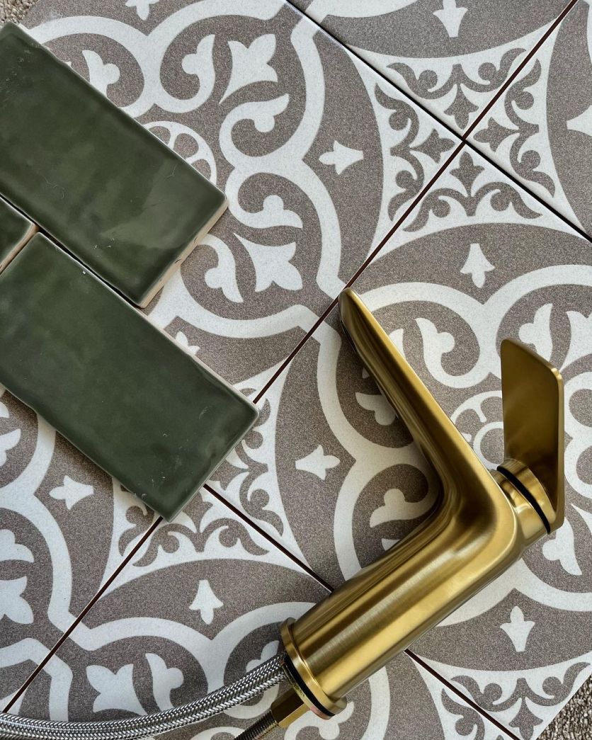 Chard Grey Ornate Ceramic Tile