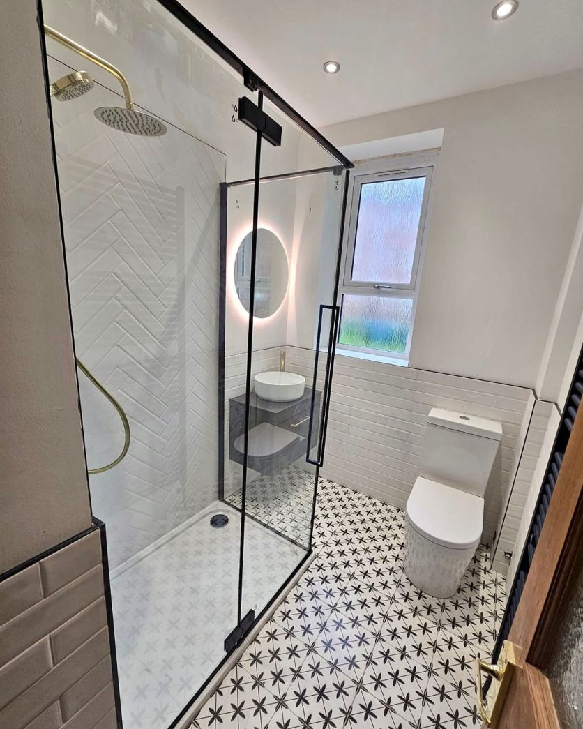 Black Hinged Shower Door - 1200mm