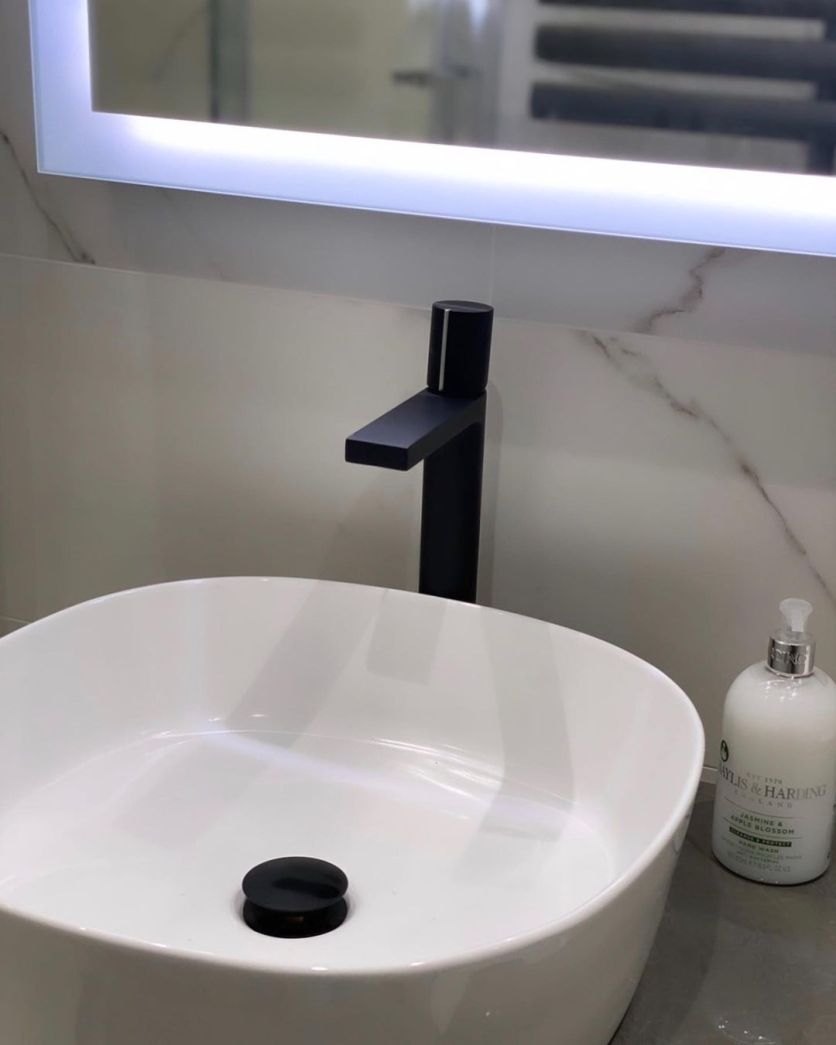 Pancho Matt Black & Chrome Tall Basin Tap