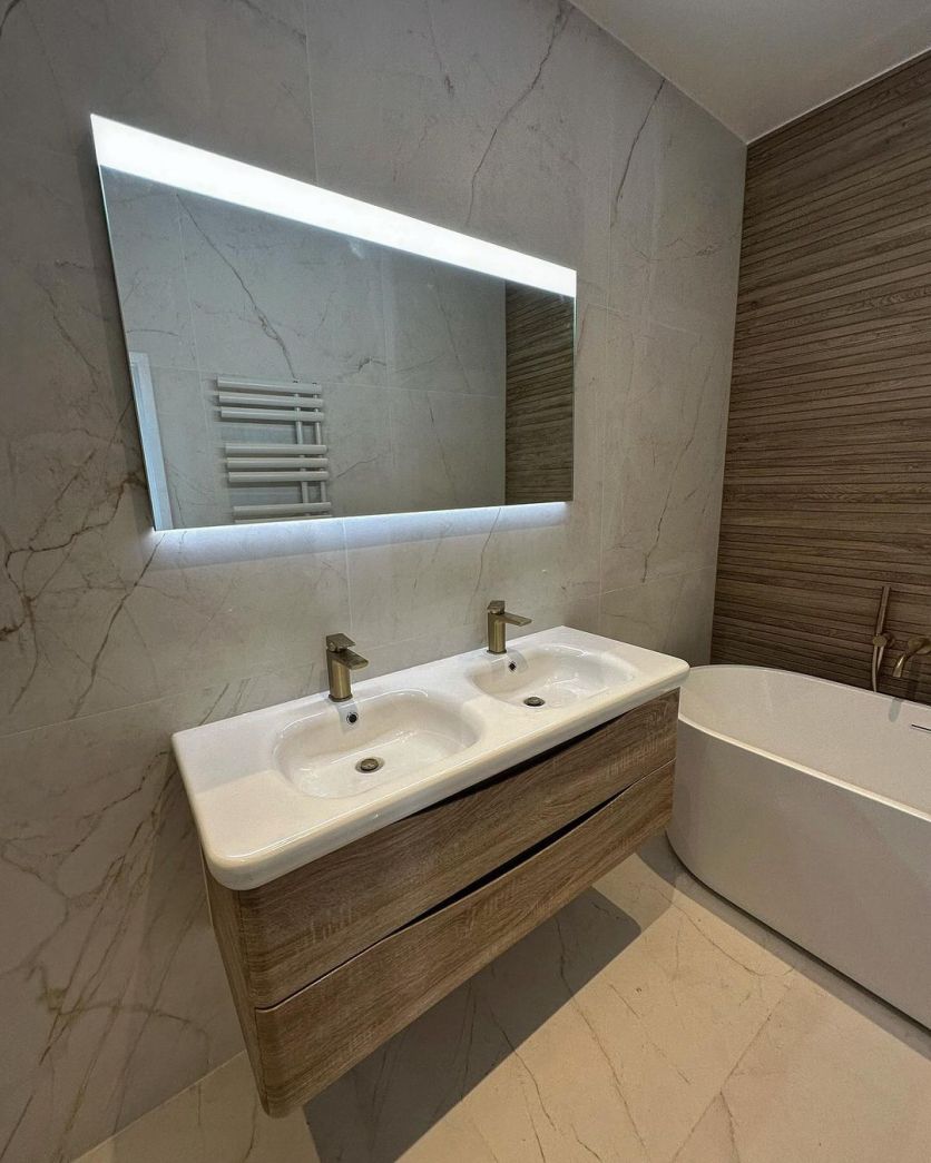 1200mm Wall Hung Vanity Unit in Light Oak & Link Resin Basin