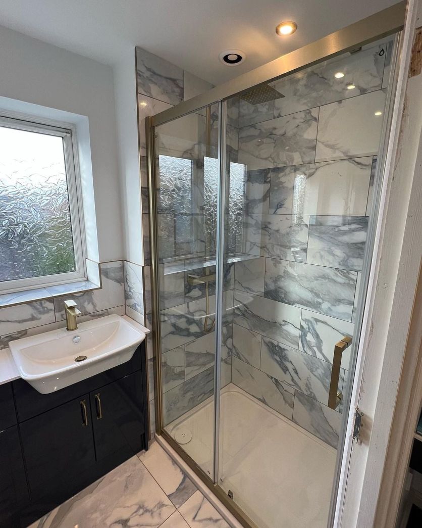 Brushed Gold Sliding Shower Door - 1200mm