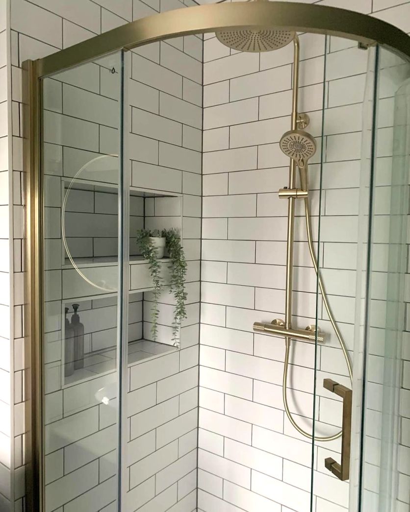 Fabio Brushed Gold Sliding Door Shower Quadrant
