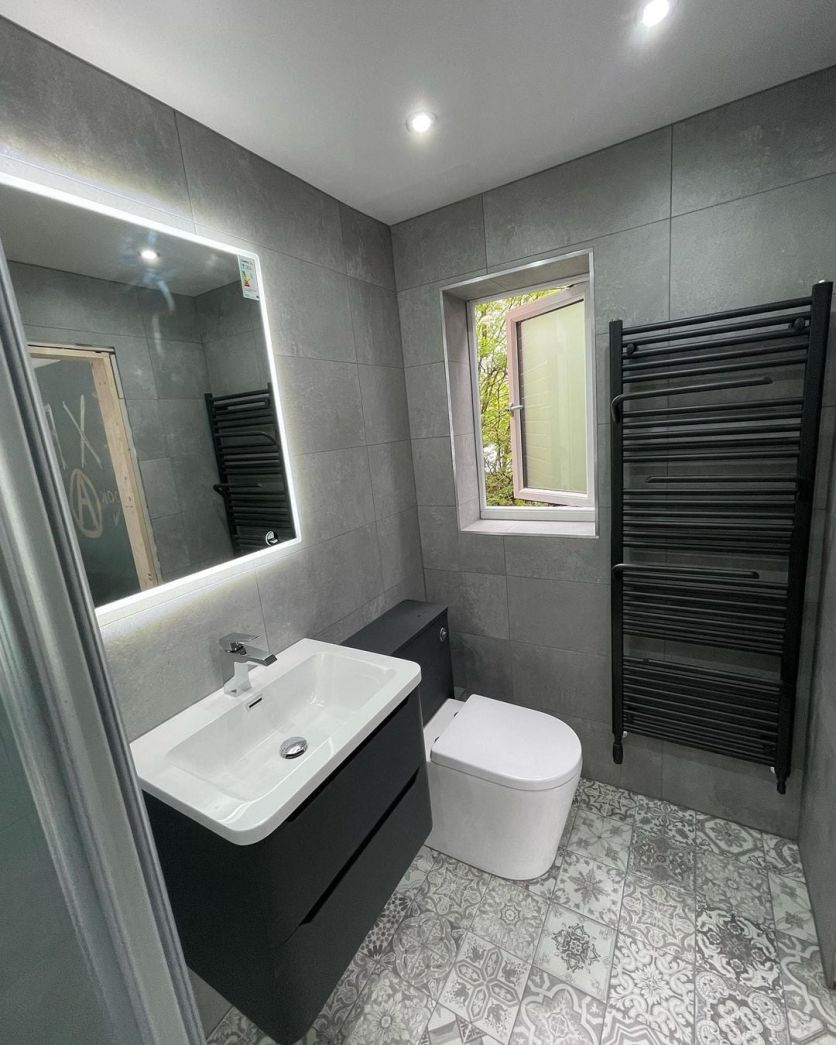 Jenka Anthracite Heated Towel Rail With Hangers