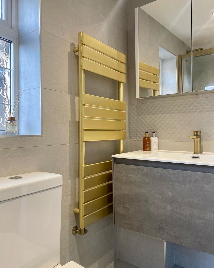 Rosa Brushed Gold Heated Towel Rail