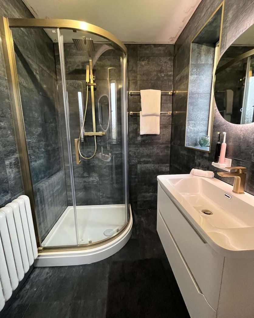 Fabio Brushed Gold Sliding Shower Door Quadrant