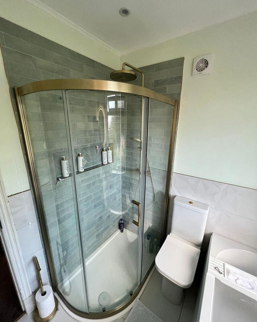 Fabio Brushed Gold Sliding Shower Door Quadrant