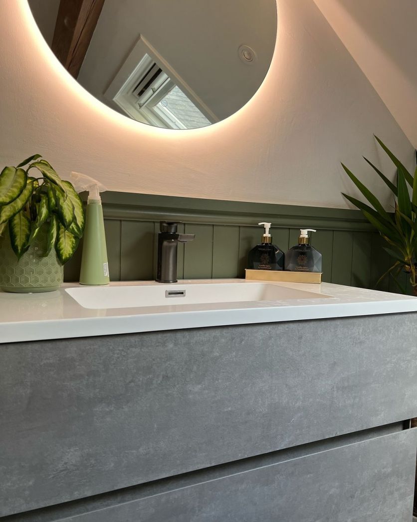 Galyn Wall Mounted Vanity Unit Concrete & White Resin Basin 900mm
