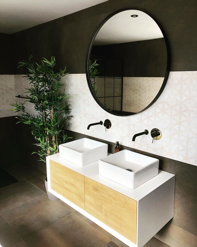 Devlin Wall Mounted Vanity Unit in Gloss White & Oak