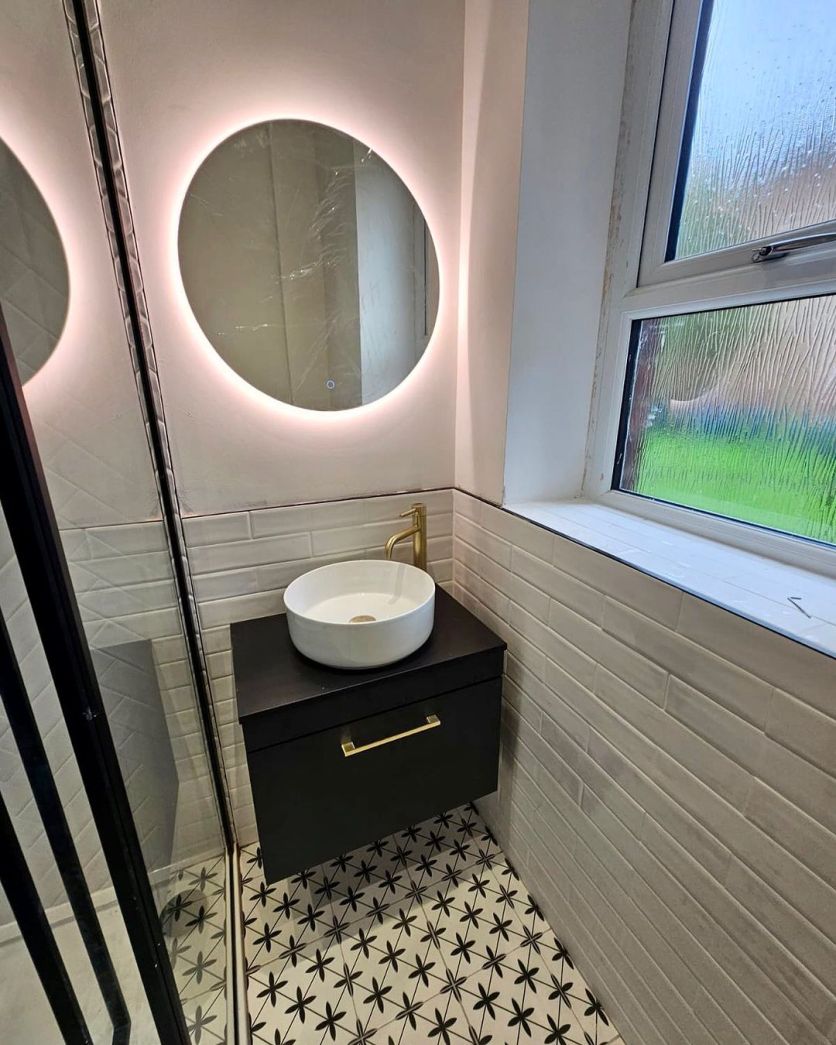 Potton White Pattern Ceramic Tile 450x450mm