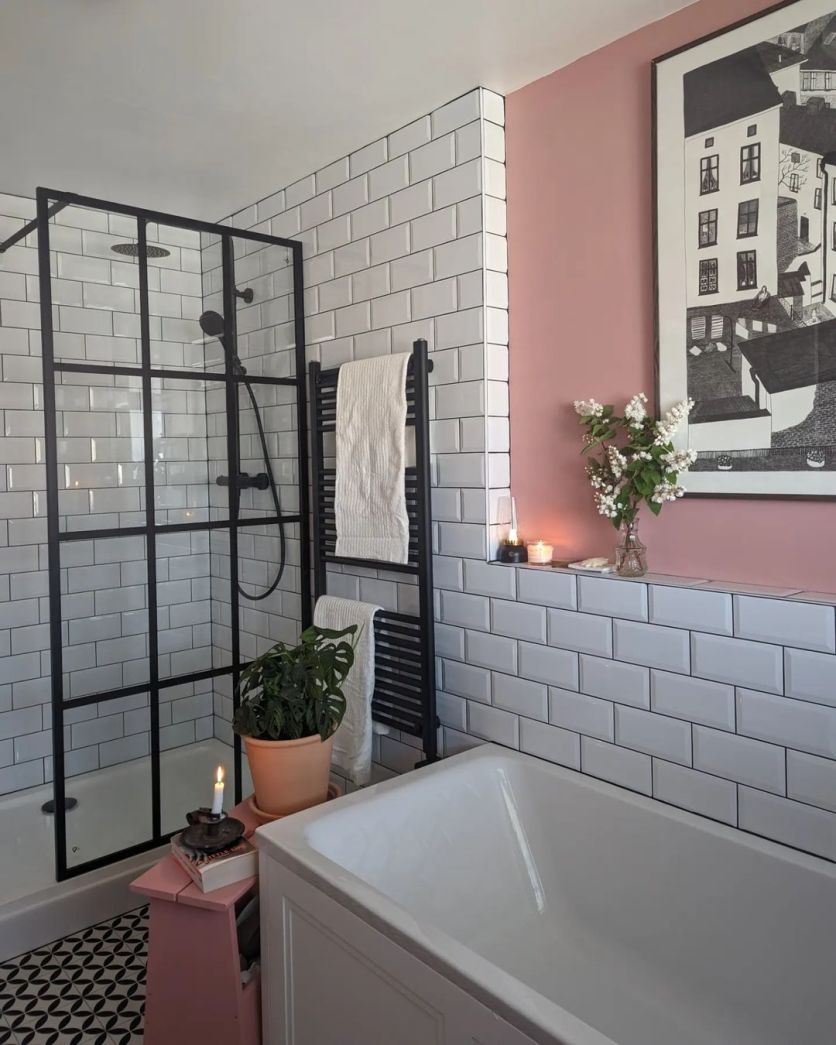 Amien Matt Black Grid Framed Shower Screen