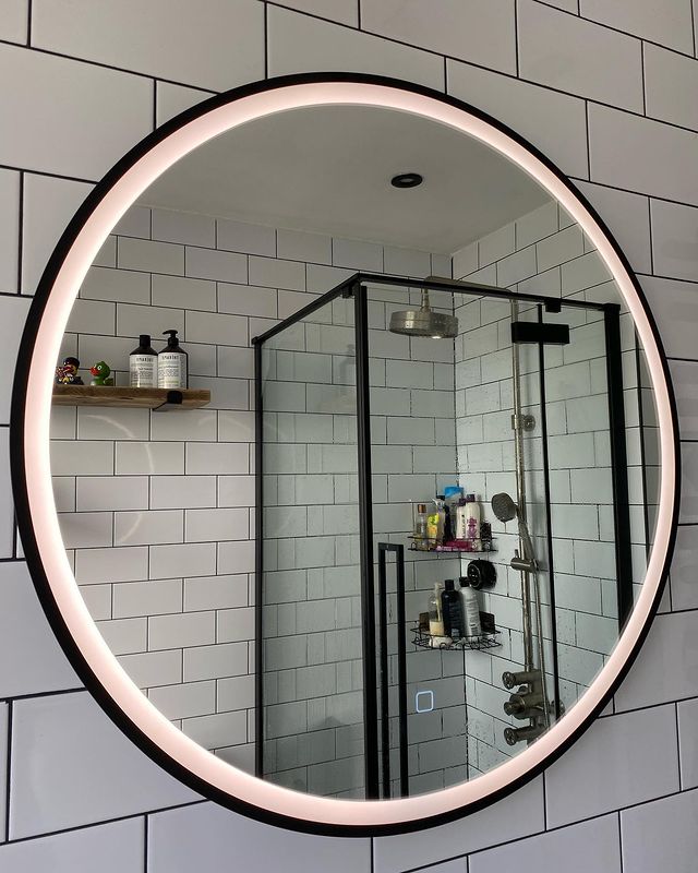 Avery Black Round Mirror