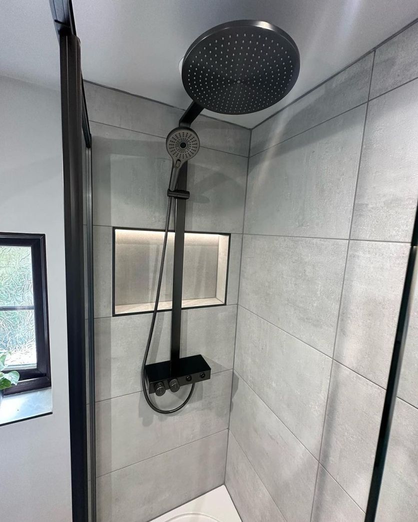 Aris Round Thermostatic Shower Pack - Gun Metal