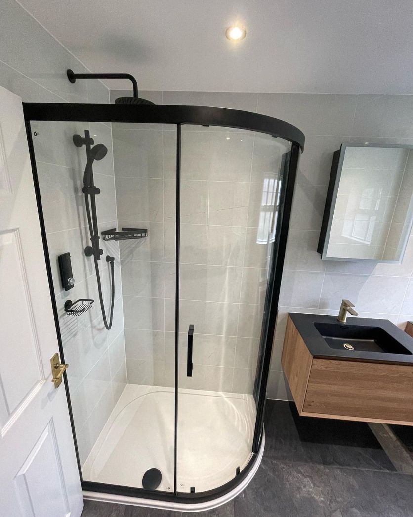 Black Sliding Shower Door Quadrant - 1200x800mm