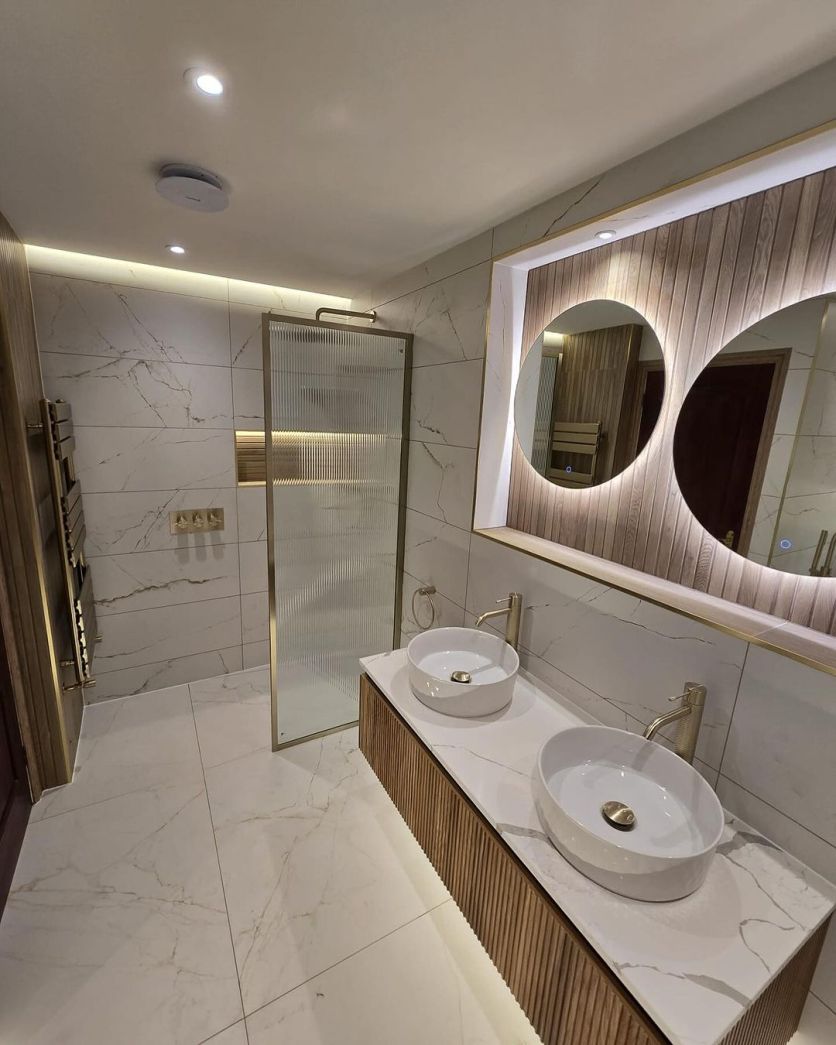 Revel Ribbed Wall Hung Vanity unit in Natural Oak
