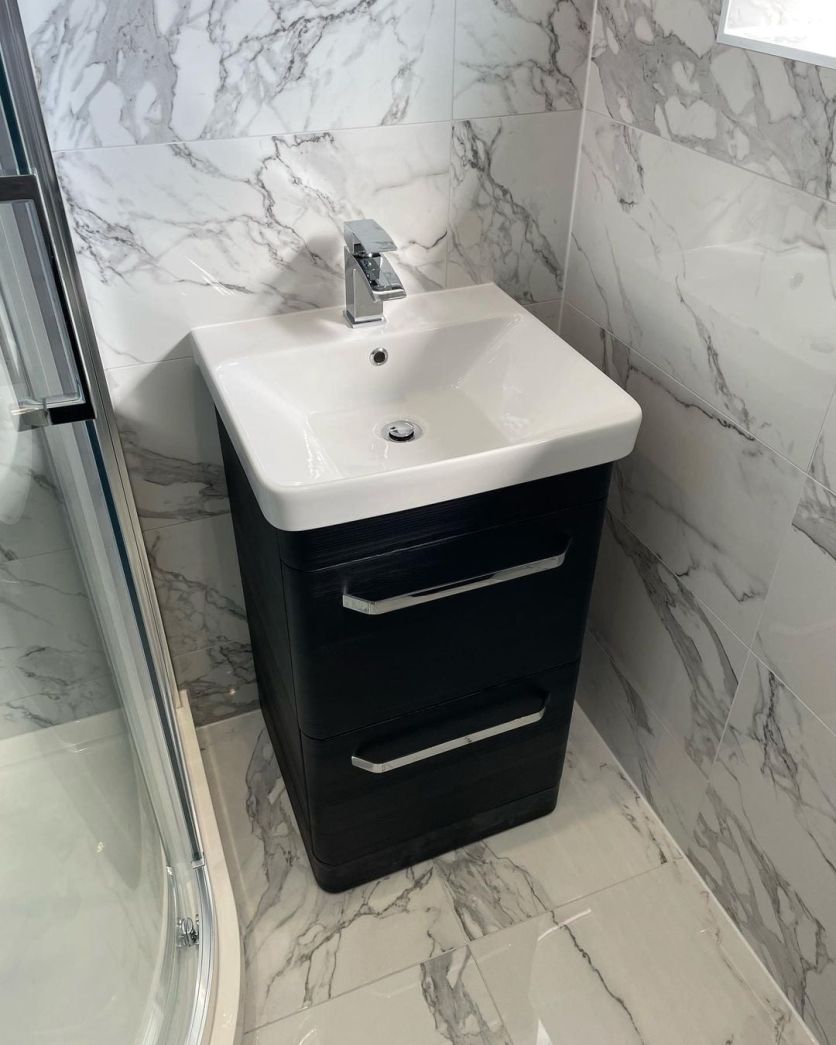 Esk Vanity Unit in Black with Chrome Handles