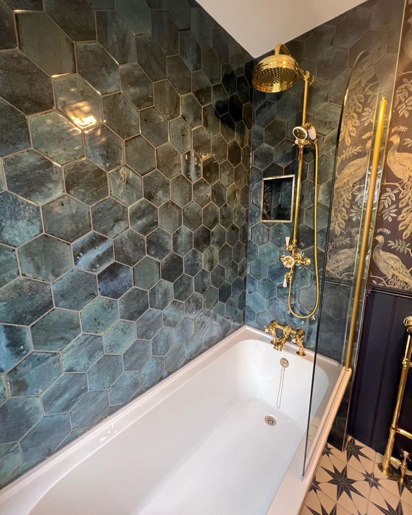 Bergamo Blue Porcelain Hexagon Tile