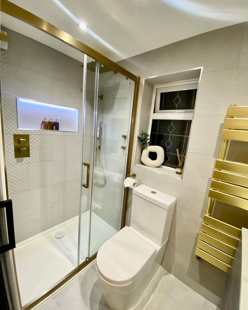 Fabio Brushed Gold Sliding Shower Door