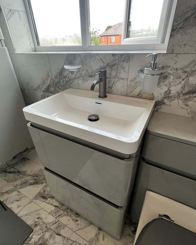 Neon Floor Standing Vanity Unit in Light Grey