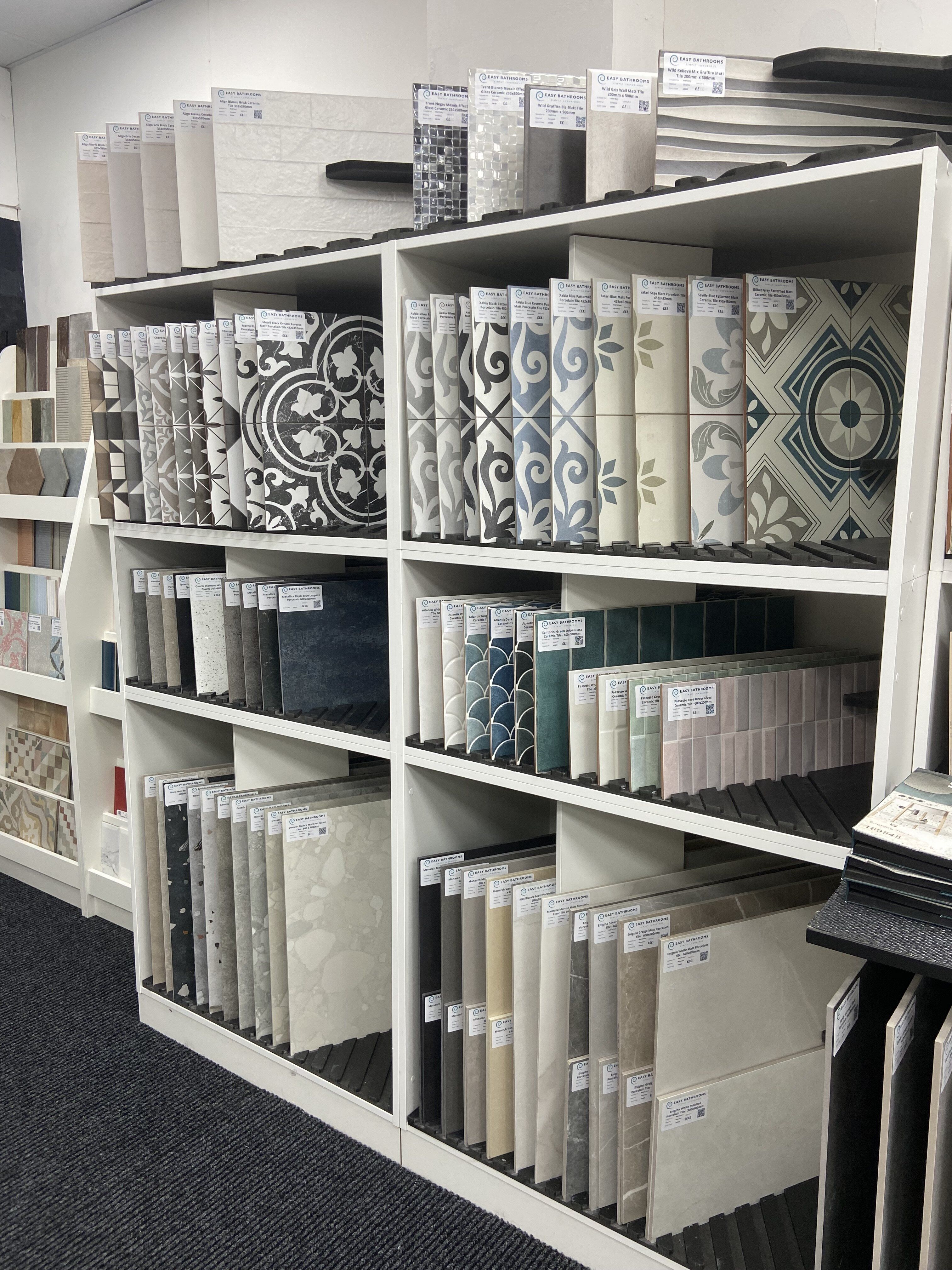 Tile display unit in Easy Bathrooms & Tiles Newbury