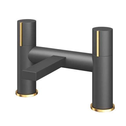 Pancho Matt Black and Gold Bath Filler Tap