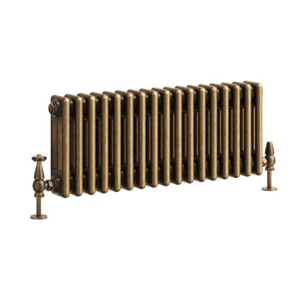 Clement Antique Brass Triple Horizontal Column Radiator - 300x785mm
