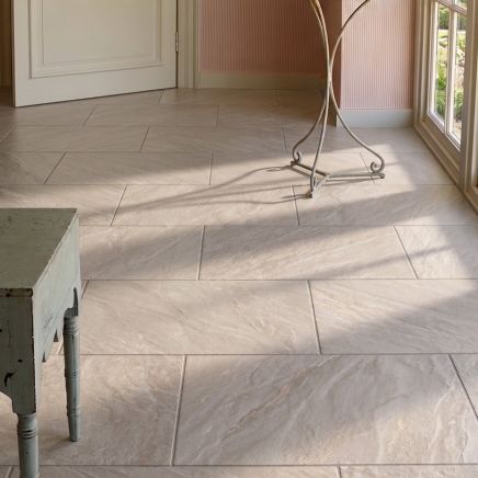 Angelo Bone Stone Effect Porcelain Tile 298x598mm roomset