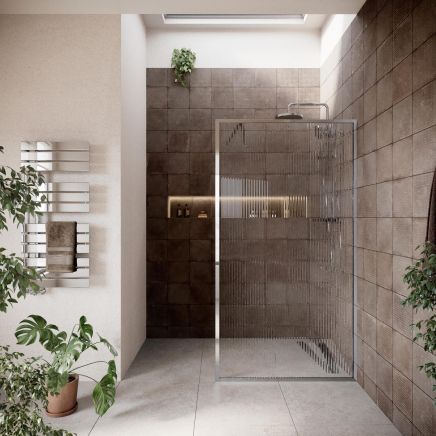 Amien Chrome Fluted Glass Shower Screen 1080mm