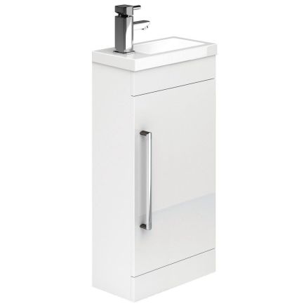 Nante Gloss White Floor Standing Cloakroom Vanity Unit