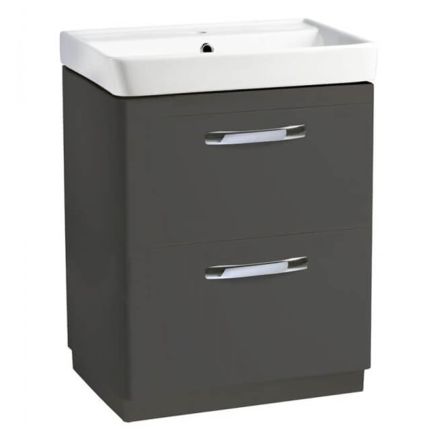 Tavistock Compass Gloss Clay Double Drawer Floor Standing Vanity Unit with Ceramic Basin 600mm