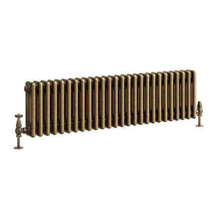 Clement Antique Brass Triple Horizontal Column Radiator - 300x1190mm