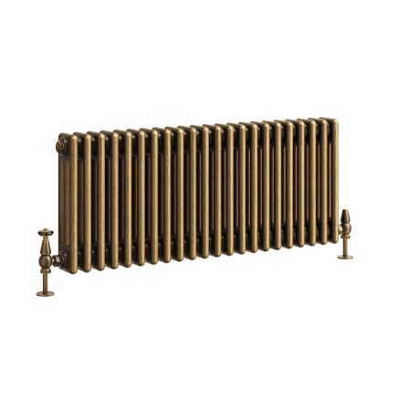 Clement Antique Brass Triple Horizontal Column Radiator - 400x1010mm