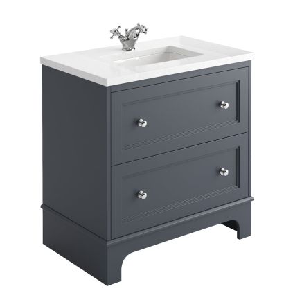 Ferris 650mm Vanity Unit in Midnight Grey with Quartz Worktop & Ceramic Basin