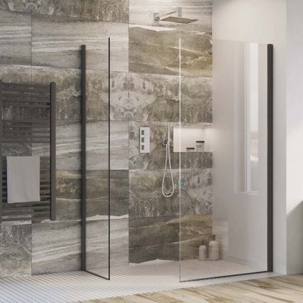Oxford Black Walk-In Wetroom Shower Screen 880mm