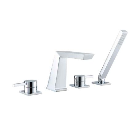 Cacia Chrome Deck Mounted 4 Hole Bath Shower Mixer Tap
