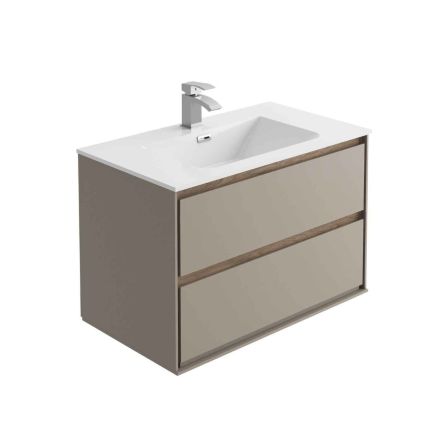 Newbury French Grey and Sawn Oak Wall Hung Vanity Unit 800mm