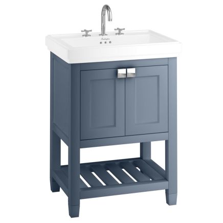 Burlington Riviera Matt Blue Floor Standing Vanity Unit with Basin 650mm